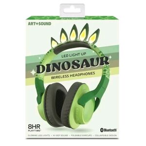 Green Dinosaur LED Light Up Wireless Headphones